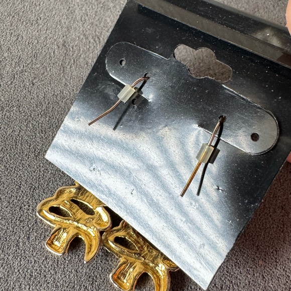 Gold Christmas Tree Dangle Earrings - Picture 2 of 2